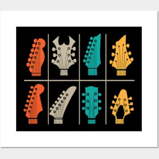 Rock band guitar vintage retro headstock peghead Posters and Art